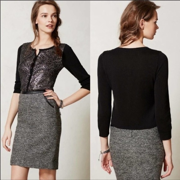 Anthropologie Sweaters - Anthropologie Knitted and Knotted Metallic Sequin Button Down Cardigan Medium